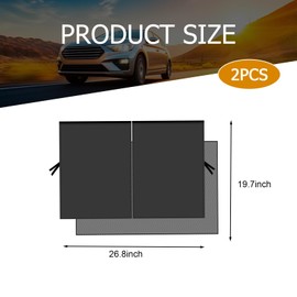 Shakas 2 PCS Side Window Shade, Semi-shading Semi-permeable Anti-glare Heat-insulating Protective Curtains, Adsorption-type Rear Window Free-lifting Breathable Privacy Covers, for Most Cars (Black)