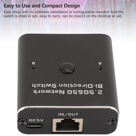 2 Port 2.5G Switch, 2 Port RJ45 Network Switch, 2.5G 5G Network Bidirection Switch 2 in 1 Out Or 1 in 2 Out Two Way 2 Port RJ45 Internal External Networking Switcher Adapter