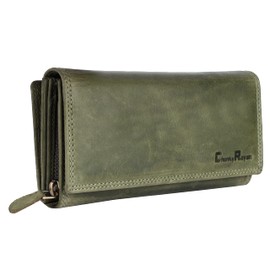 Chunkyrayan Women’s Real Leather XXL Wallet, RFID Protection Including Leather Keyring Leather, red