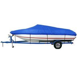 iCOVER Trailerable Boat Cover for V-Hull,Fish&Ski,Pro-Style,Fishing Boat,Runabout,Bass Boat, Waterproof Tailerable Boat Cover with Storage Bag, up to 16ft-18.5ft Long X 94" Wide