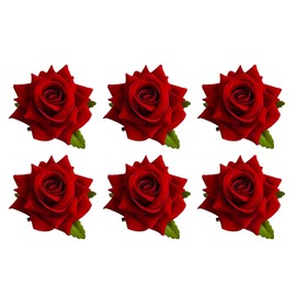 HAMILO Rose Flower Hairpin Hair Brooch Bride Bridal Decor (Set of 6)