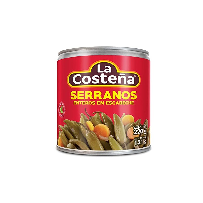 La Costena Serrano Whole Chillies 199g / Mexican Serrano Hot