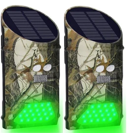 LILBEES Solar Powered Hog Feeder Light-Motion Activated for Hogs,Deer Feeder and Yard Varmint Guarding-Campact Camouflage Green Lights Design for Outdoor Game Hunting (G300) 2-Pack