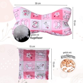 Dr. Berger Children's Pillow Neck Roll Children's Pillow Reading Bone 30 cm - Toddler Pillow Set Mia Neck Pillow with Heat Cushion 100% Cotton - Ergonomic Book Cushion Reading Cushion Tablet Cushion