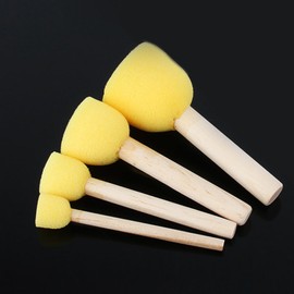 4 Pcs Round Foam Sponges Brush Set, Painting Tools for DIY Arts Crafts Stencils 4 Sizes Brush and Wooden Handle for DIY Acrylic Watercolor Varnishes Kids Arts Crafts
