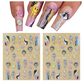 Evil Eye Nail Stickers 2PCS 5D Decals Self-Adhesive for Nails Art Manicure Accessories for Women DIY Cute Decorations