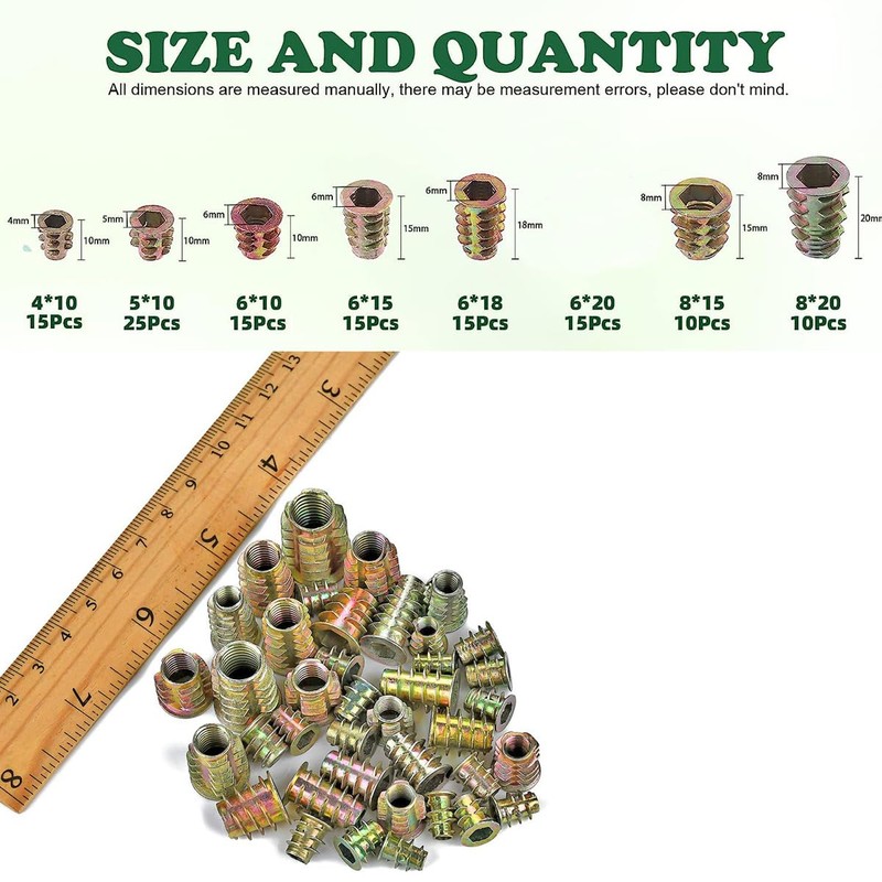 Reppkyh 130 Pieces Metric Threaded Insert Nuts Assortment Tool Kit