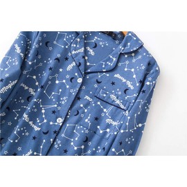 CHUNG Women Flannel Brushed Cotton Nightgowns Sleepshirt Dress Long Nightwear Nighties Button Down Cozy Warm Pajamas,036 Starry Sky,XL