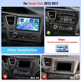 Realdio [4+64G] Car Stereo Radio for Honda Civic 2013 2014 2015 2016 2017 with Wireless CarPlay Android Auto MirrorLink 32EQ Bluetooth 5.0