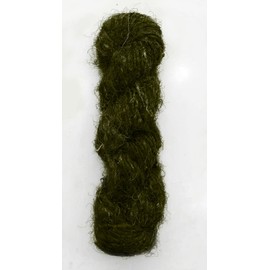 100g Recycled Sari Silk Yarn Hand-spun Olive Green Soft Yarns