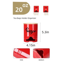 Farmhouse Sugar Packet Holders with Lid, Ceramic Sugar Packet Caddy Dispenser for Countertop,Sugar Packet Organizer Storage Container for Beverage Supplies (Red)