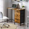Huxitocan Small Computer Desk with Fabric File Drawers Cabinet, 36