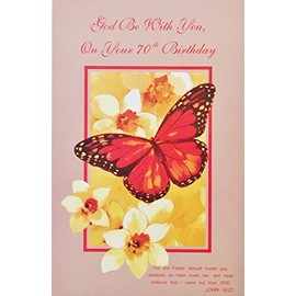 God Be With You On Your 70th Birthday Religious Greeting Card - 70 Seventy/Seventieth -"May our Lord shower upon you His choicest blessings"