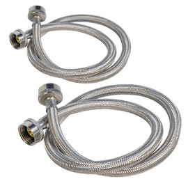 FlexCraft 25712PR-2 Stainless Steel Washing Machine Hose Connector Burst Proof, Hot and Cold Water Supply, Washing Machine Supply Line, 12 FT (2 Pack)