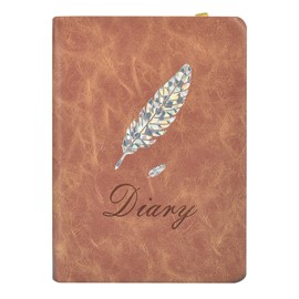 PapierArt Leather Notebook B5 College Ruled Notebook 100gsm Paper with Elastic Closure, Vintage Style PU Leather Cover, 320 Pages (Brown)