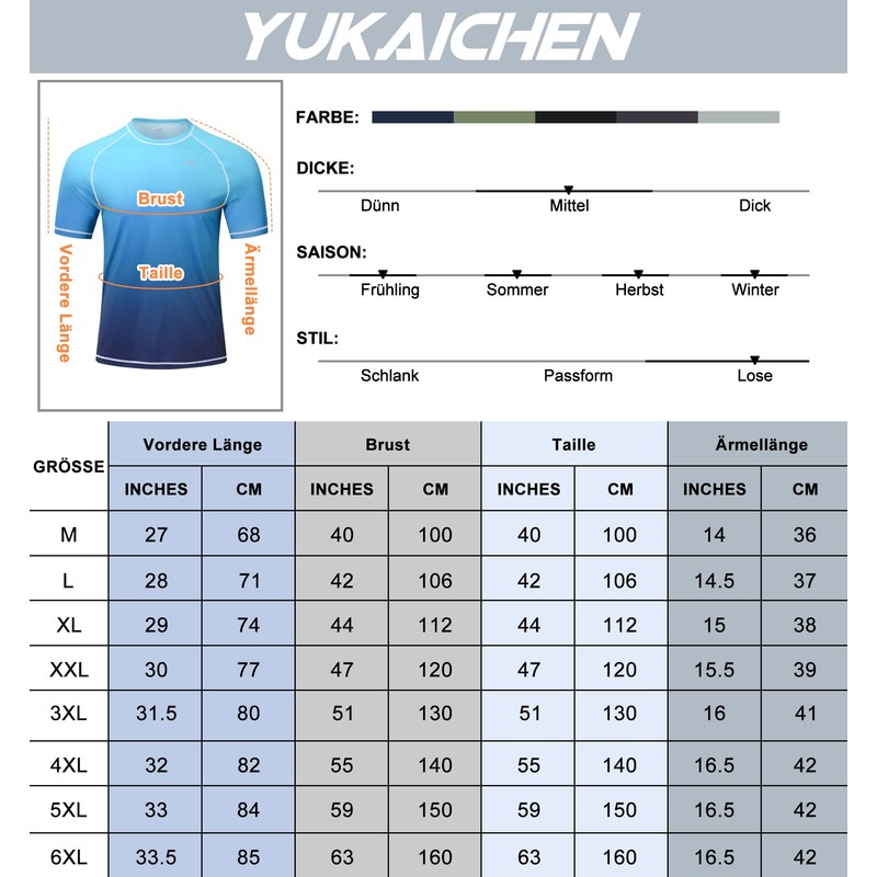 YuKaiChen Rashguard Men's Swimming Shirt, Quick-Drying, Breathable Swimming T-Shirt with