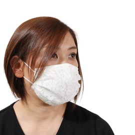 Pane(t) One Mask Cover, Dress Up, Washable, Lace, Stylish, Cute, Women's, 3D Mask, Hay Fever, Hygienic, Non-Woven Mask, Russell Lace White
