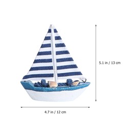 6 Pieces Sailing Boat Model Wooden Sailing Ship with Shell Decorative Wooden Boat Mediterranean Style Boat Ship for Living Room Table Decoration Shop Window Office Desk Decoration