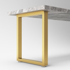 Metal Table Legs 28 inch Height x 17.7 inch Wide with Adjustable Protector Feet, Heavy Duty Metal Furniture Legs for Coffee Table, Cocktail Table, Square Tube Leg (Bear Up to 800lb), Gold, Set of 2