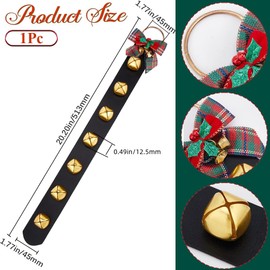 GORGECRAFT 51cm Hanging Sleigh Bells PU Leather Strap Belt Black Christmas Jingle Bells Party Hanging Ornaments Shopkeepers Security for Door Knob Hanger Dog Training Holiday Home Decor