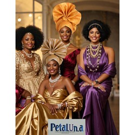 Petaluna Fashion Polyester African Headband - Stretchable Traditional Nigerian Wedding Headpiece, Automatic Gurler Style Fan Headband (White, 22.44in-22.83in Freely adjustable)