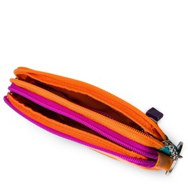 mywalit Small Leather Double Zip Purse - Leather, Card slot, Coin Pocket, Zipped Compartments