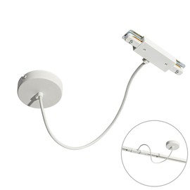 QAZQA - Power supply with round mounting plate for 1-phase rail white - Iconic I Living Room I Bedroom - Steel Round - LED Suitable