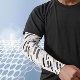 janhensy Arm Sleeve Gaming Esport Basketball: Arm Warmers Arm Sleeve Anti Sweat Arm Warmers Superlight Tattoo White Black Summer Dots Men Women, Black Twill, L