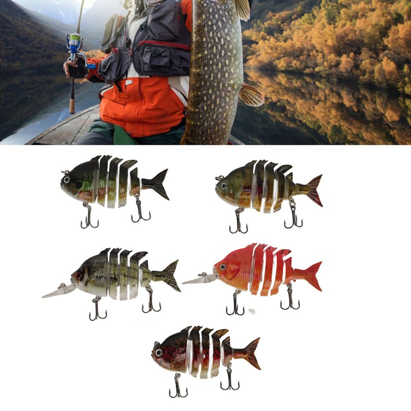 Segmented Fishing Lure Hard 6 Sections with High Carbon Treble