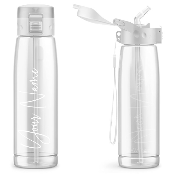 Personalised Water Bottle for Women - Swirlie Script Custom Name