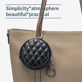 LEEINTO Stylish Round Coin Purse Change Pocket Earphone Bag Pouch for Women Small Handbag with Zipper