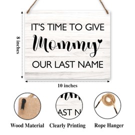 Ring Bearer Sign, Wedding Signs It's Time to Give Mommy Our Last Name Wood Plaque, Rustic Wedding Decorative Signage Home Wall Hanging Decor (A09)