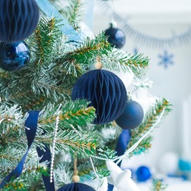 KI Store 8 cm Paper Blue Christmas Baubles Paper Baubles Christmas Tree Baubles Easter Celebration Party Decoration Birthday Children for Christmas Tree Decoration Easter Decoration Baby Shower