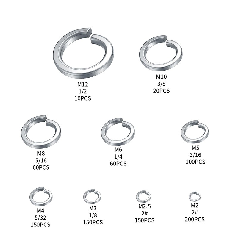 Zxglxinyao 900 PCS Stainless Steel Spring Lock Washer, Split Lock