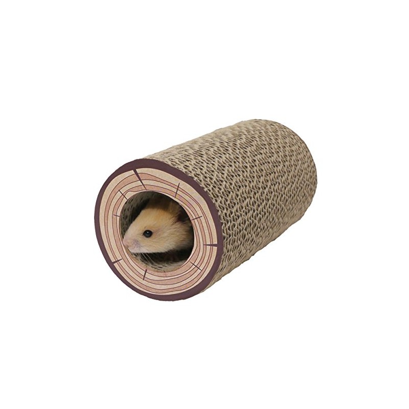 Rosewood Boredom Breaker Shred-a-Log Corrugated Tunnel,Brown