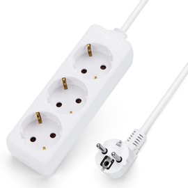Aigostar Socket Strip 3-Way Table Socket Child Lock 1 m Cable White