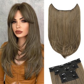 NTYNTY Hair Extensions, 4PCS 18" Clip in Hair Extensions Layered Cut Natural Lightweight Hairpieces with Thinner Softer Invisible Weft for Women - Ash Brown