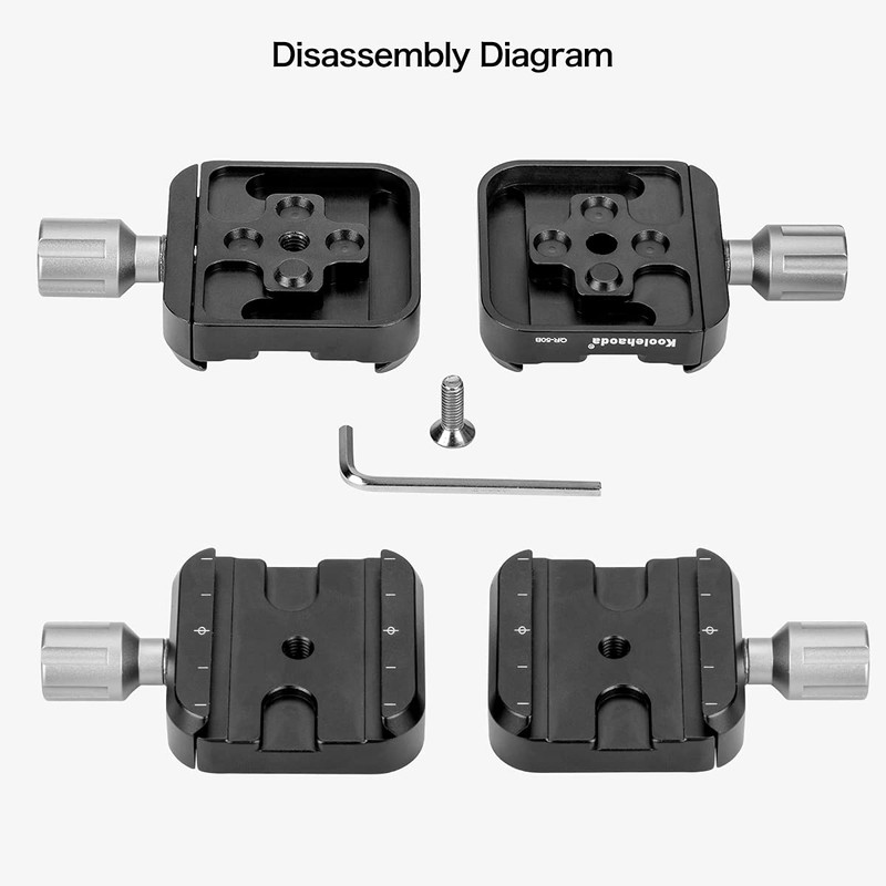 Koolehaoda QR-50B Quick Release Plate Clamp Double Clamp Adapter Compatible