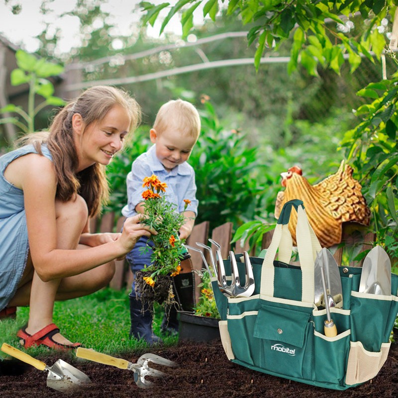7 Piece Garden Tool Set Including Folding Stool with Tool