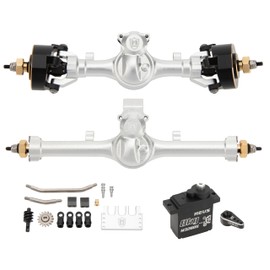 MEUS RACING 5mm ISO V2 SCX24 Axles with 3-Section CVD with Servo and Servo Horns for Axial 1/24 SCX24 RC Crawler (Silver)