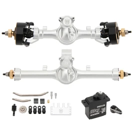 MEUS RACING 5mm ISO V2 SCX24 Axles with 3-Section CVD with Servo and Servo Horns for Axial 1/24 SCX24 RC Crawler (Silver)