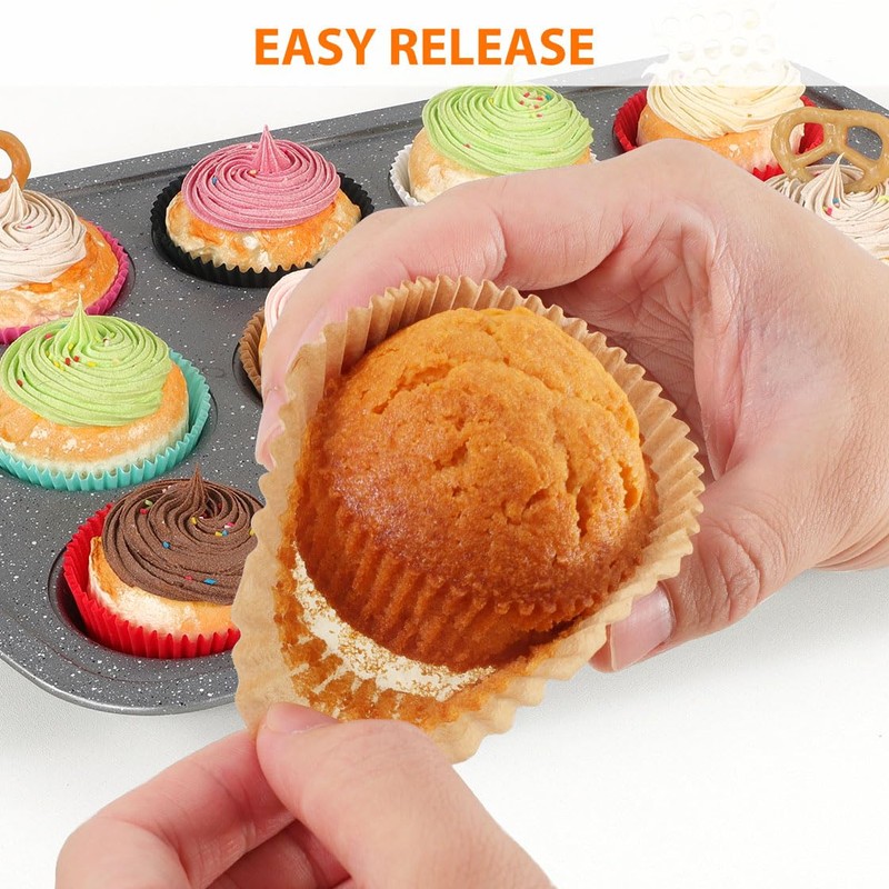 Standard Natural Cupcake Liners for Baking 200 Counts - Caperci