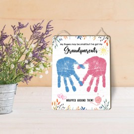 DIY Custom Hanprinting Gifts for New Grandma Grandpa from Newborn Granddaughter/Grandson, Craft for Baby, Kids Toddler, Unique Christmas Grandparents, Mothers Day Birthday My Finger May be Small