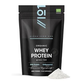 Organic Whey Protein Powder 400g – Grass Fed Unflavoured Organic Protein Powder– Resealable and Recyclable Pouch by Alpha01