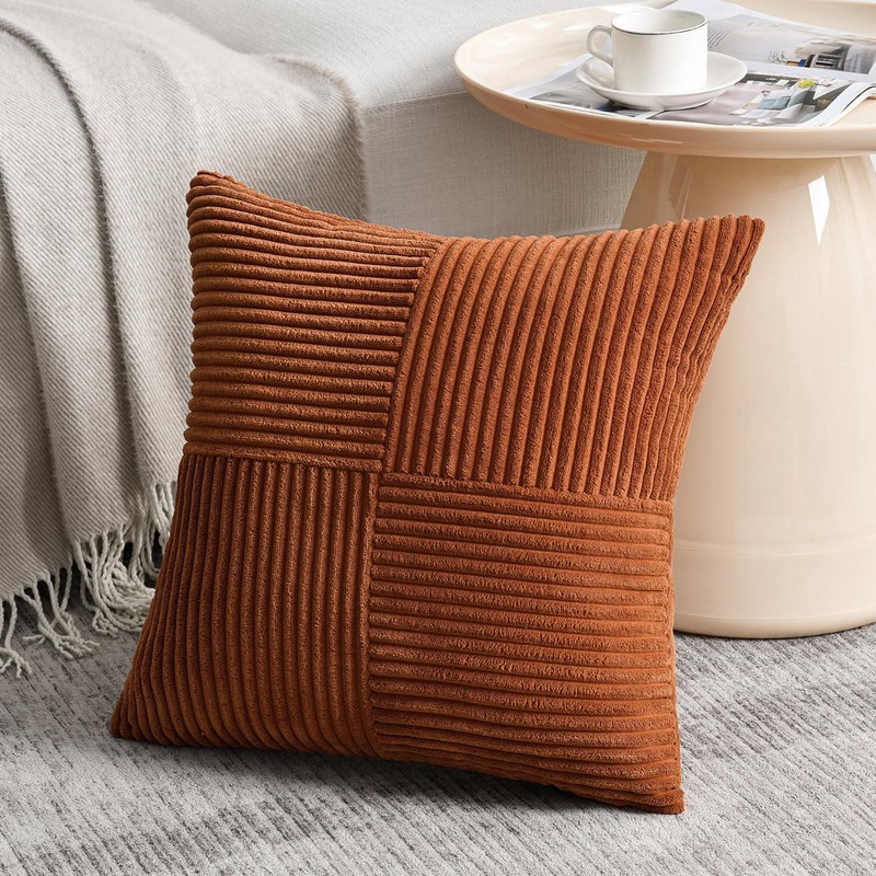 Fancy Homi 2 Packs Rust Boho Decorative Throw Pillow Covers