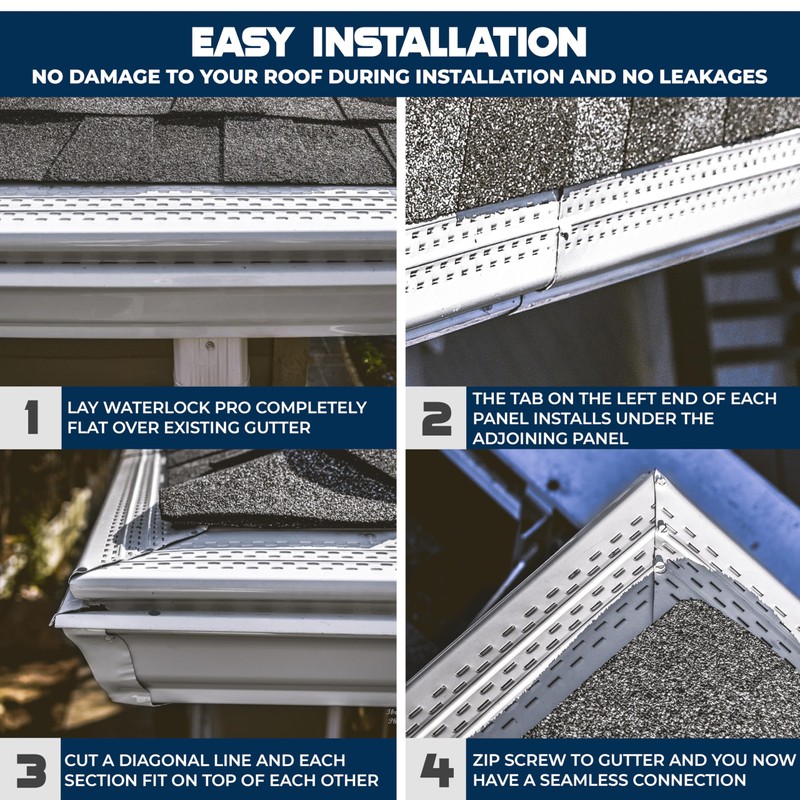 Waterlock Pro Gutter Guards Leaf Protection 25 Feet Pack Black,