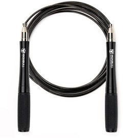 Jump Rope for Men & Women - Ultra-Fast, High Speed Jump Rope - Self-Locking Screw-Free Design with Aluminum Handles and Silicone Textured Grips - Precision Engineered for Maximum Performance - Skipping Rope for Workout Fitness, Cross Training & Home Exercises (Black)