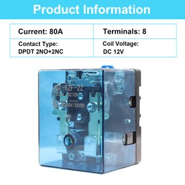 TWTADE/JQX-62F-2Z Coil Voltage DC 12V 80A DPDT Electronmagnetic Relay,High Power Relay DC 12V
