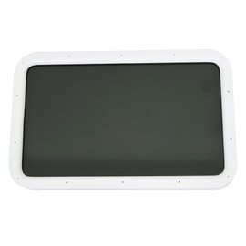 labwork 12inch W x 21inch H RV Entry Entrance Door Window with White Window Frame - Clear Black Tempered Glass DOT Certified