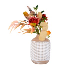 Ceramic Rustic Farmhouse Vase Sand Glaze Boho Style Flower Vase 7.4 Inch Tall Home Decor Centerpiece for Pampas Grass Living Room Shelf Fireplace Decoration,Beige